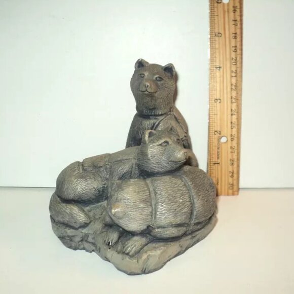 Glacial Ice Age Sculpture 3 Alaskan Sled Dogs Handcrafted for ACE Vintage Gray - Picture 1 of 5